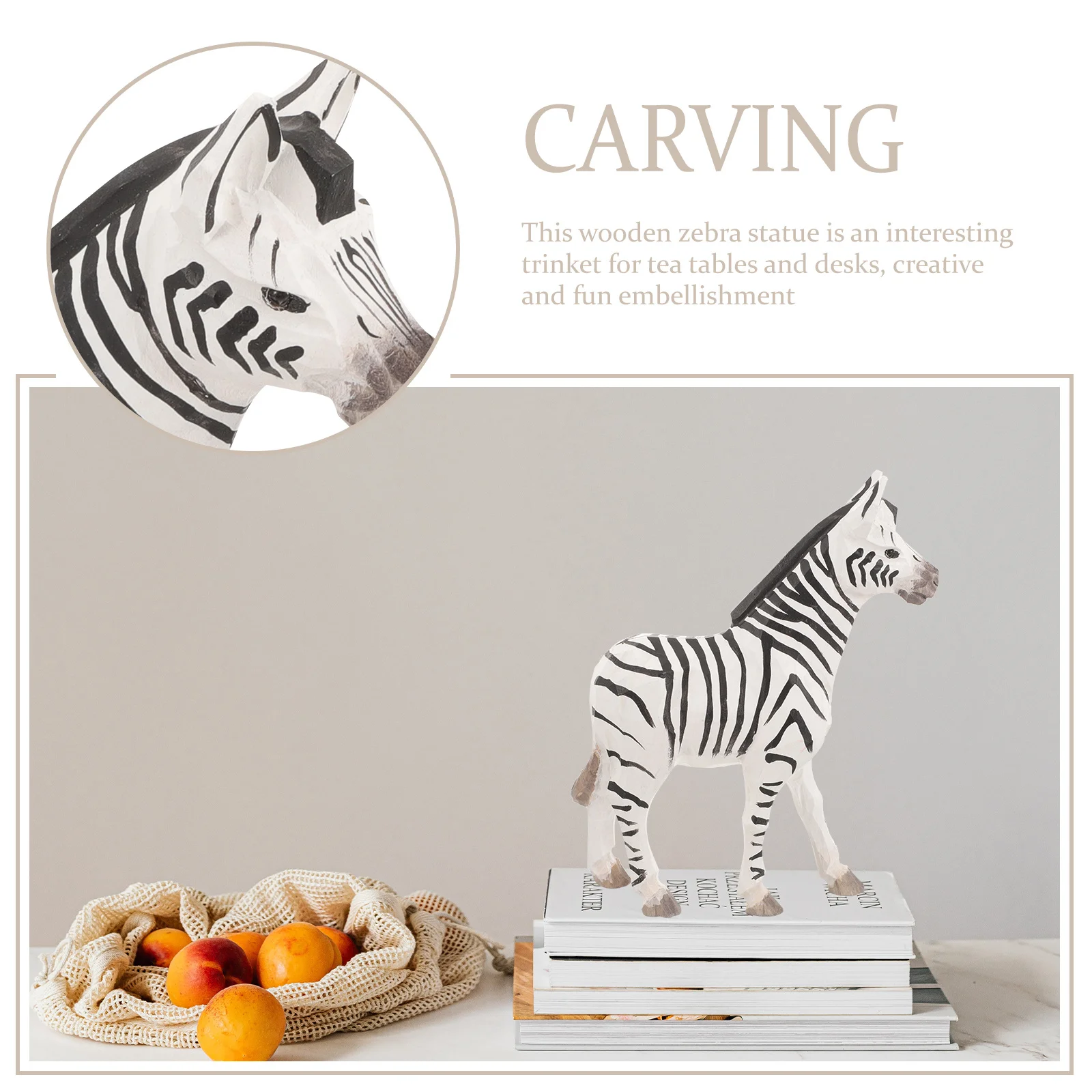 

Miniature Wood Carving Zebra Ornament Small Animal Statue For Home Office Desk Decor Tabletop Decoration Craft Gift
