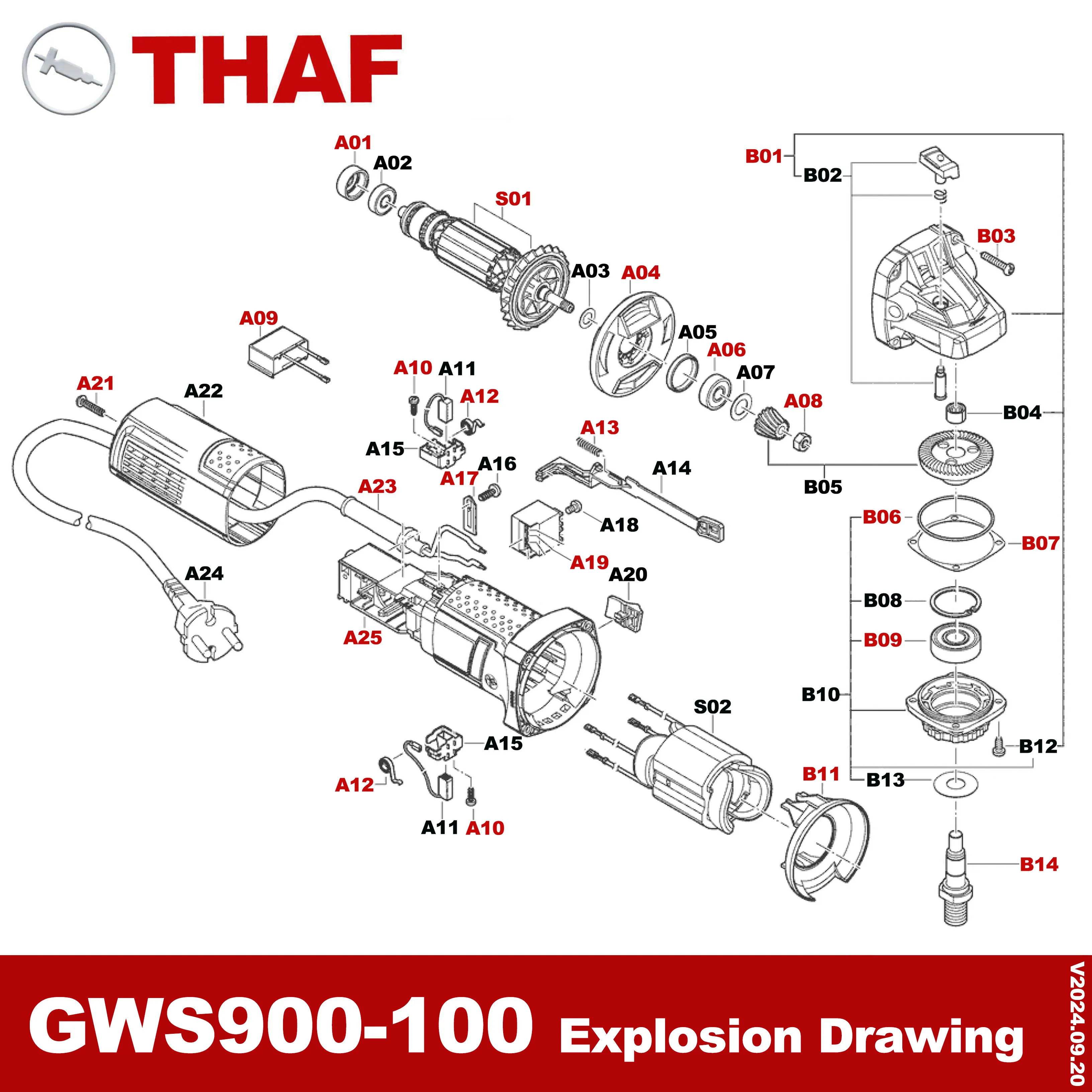 อุปกรณ์อะไหล่ทดแทนสำหรับ GWS900-100ลูกหมู Bosch GWS 900-100 S