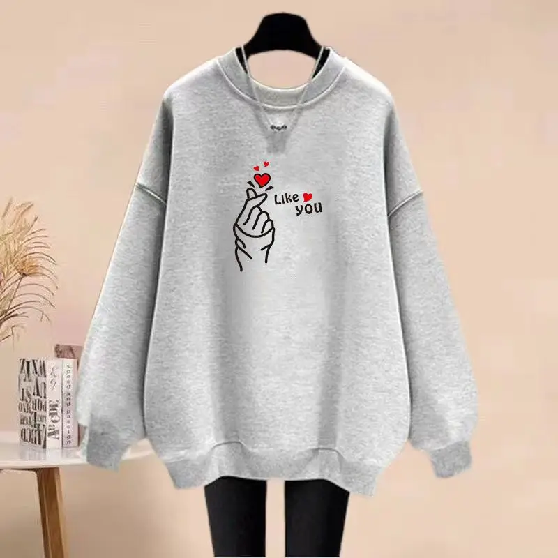 Herfst Winter Vintage Losse Casual Lange Mouw Hoodies Vrouwen Chic Brief Gedrukt Truien Mode O-hals Katoenen Sweatshirt