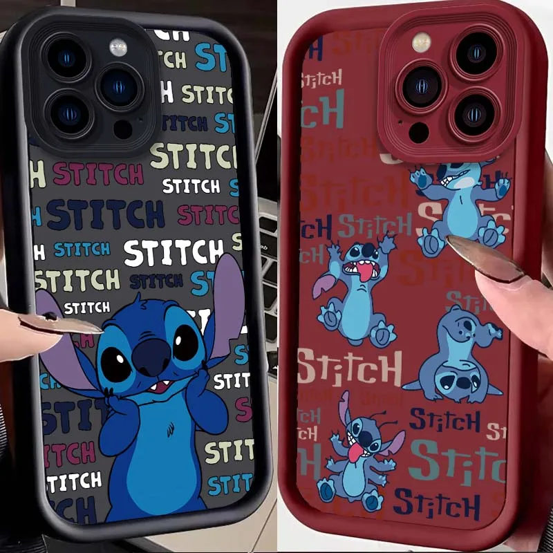 

Disney Cute Stitch Cartoon For Apple iPhone 16 15 14 13 12 11 XR XS X Pro Max Plus Eye Ladder Phone Case Soft TPU Cover