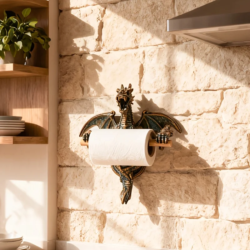 Dragon Shaped Toilet Paper Holder Resin Creativity Toilet Paper Roll Holder Kitchen Bathroom Accessories Household Items Gift