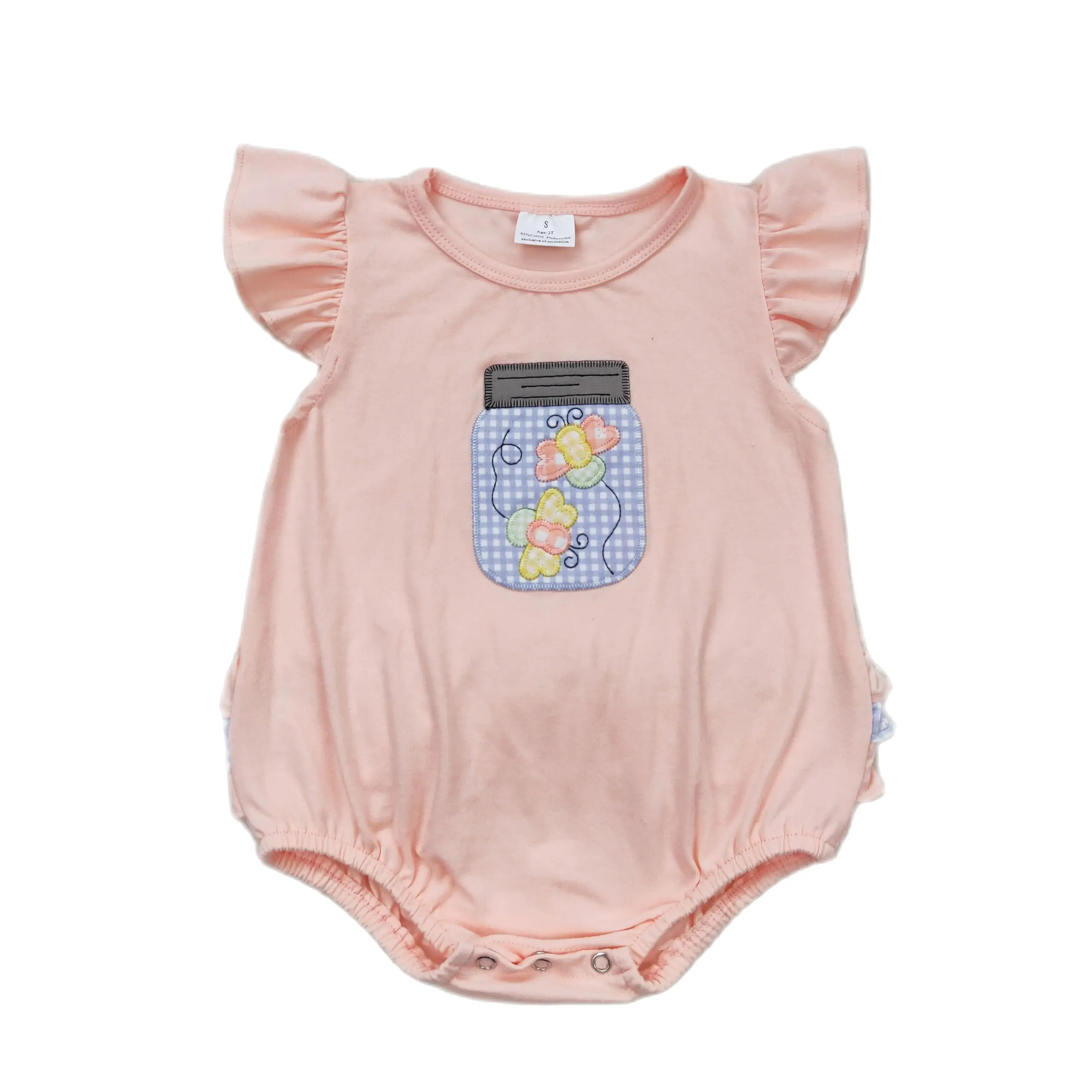 

Wholesale Summer Newborn Embroidery Romper Baby Girl Cotton Short Sleeves Jumpsuit Kids Toddler Butterflies One-piece Clothing