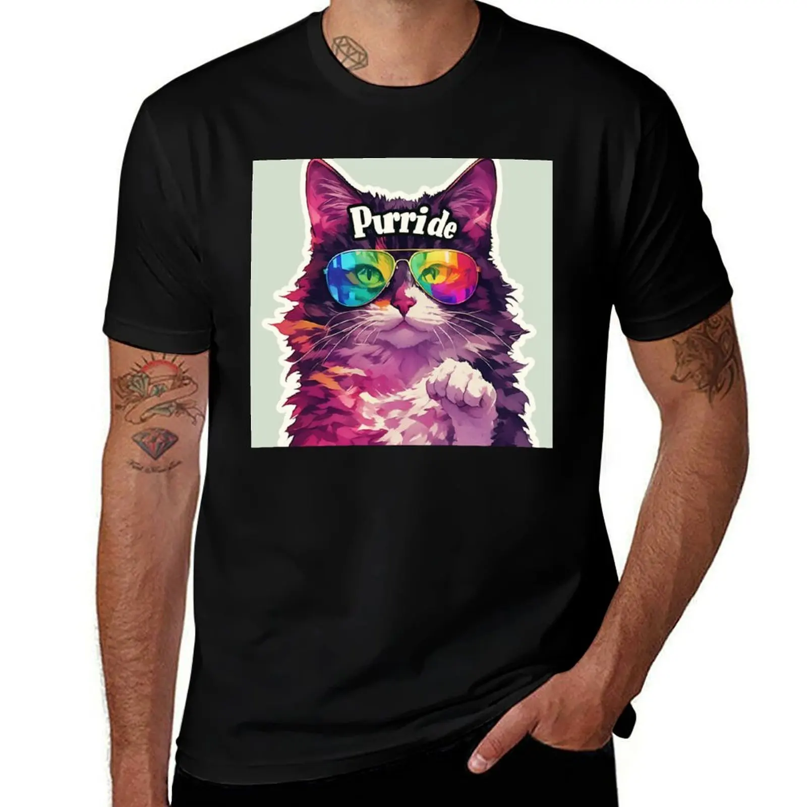 

Rainbow purride cat T-Shirt vintage oversized graphic tee shirts graphic tees mens clothing