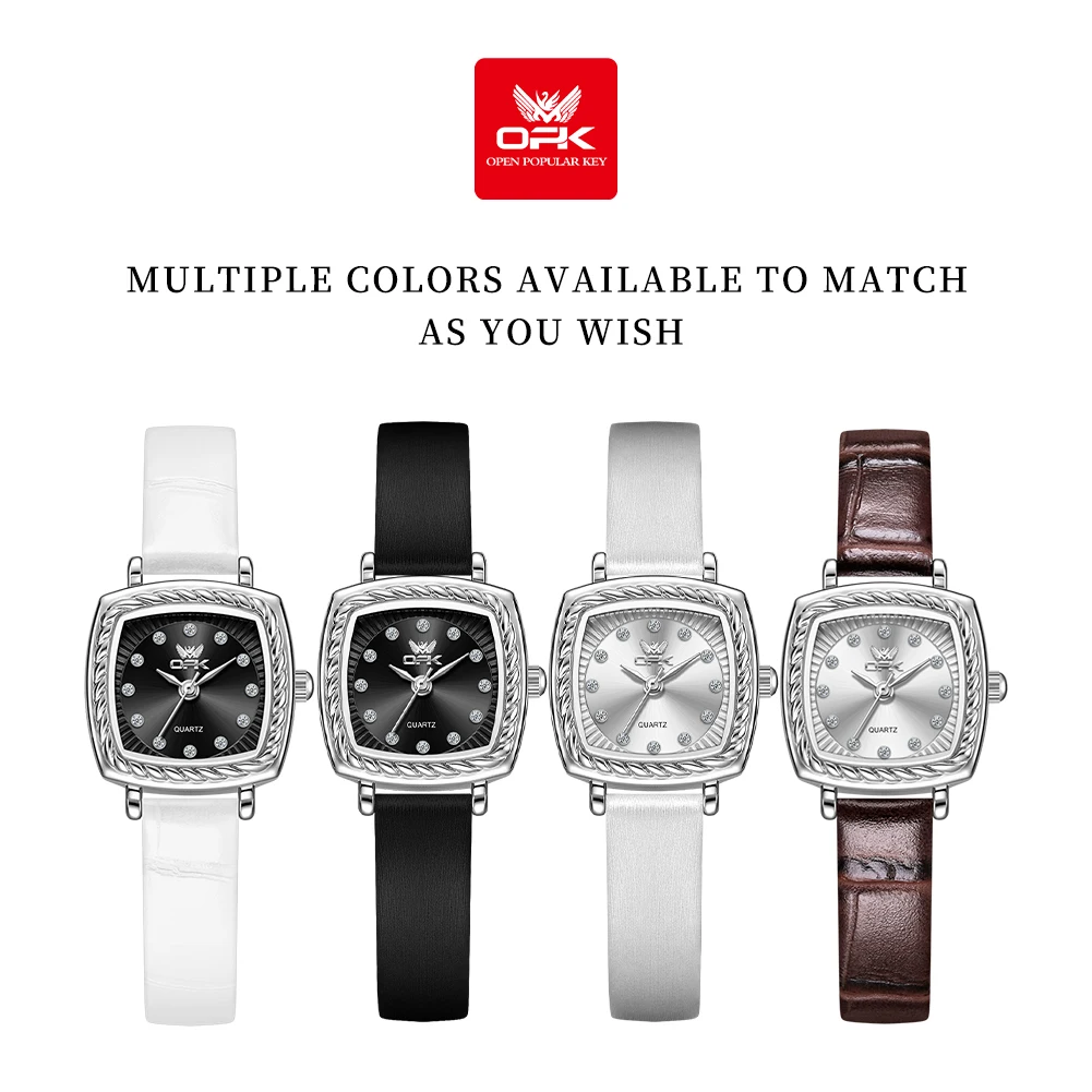 ساعة ماركة OPK بحزام مربع كوارتز بقرص صغير ومزاج باروكي للنساء 6061 #6