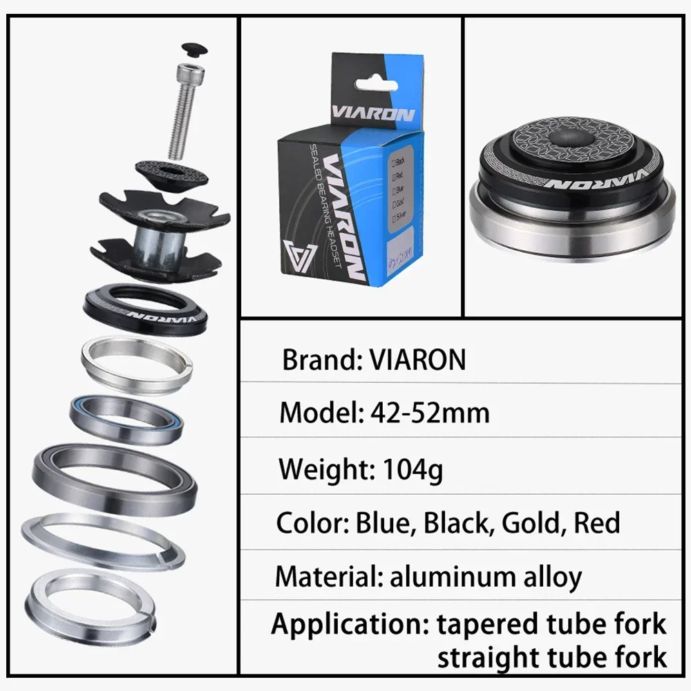 Велосипедная гарнитура VIARON, 42 мм, 52 мм, CNC 1 1/4 