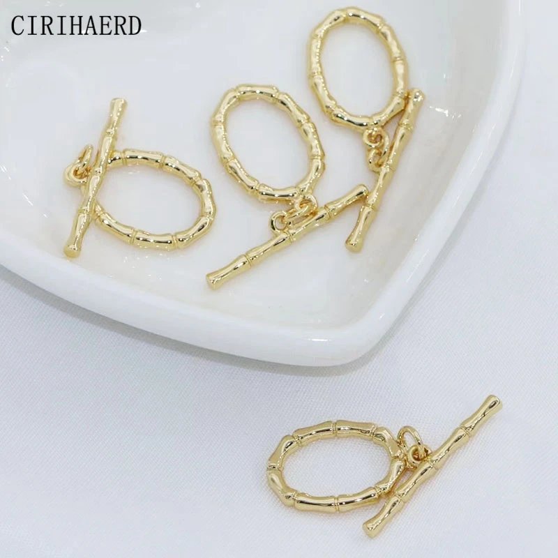 DIY Accessories 14K Gold Plated Ellipse OT Buckle Necklace Connecting Buckle Toggle Connector Clasps For Jewelry Making Fastener