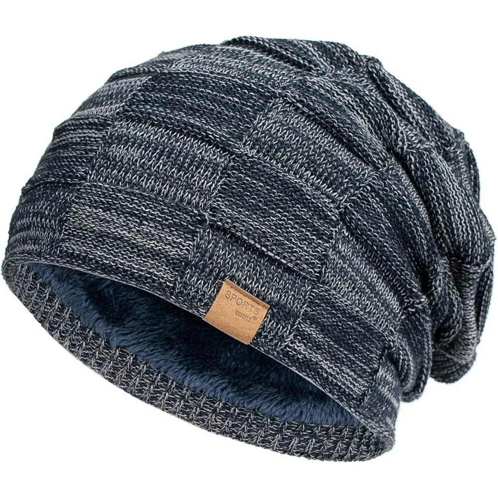 

Vgogfly Slouchy Beanie for Men Winter Hats for Guys Cool Beanies Mens Lined Knit Warm Thick Skully Stocking Binie Hat