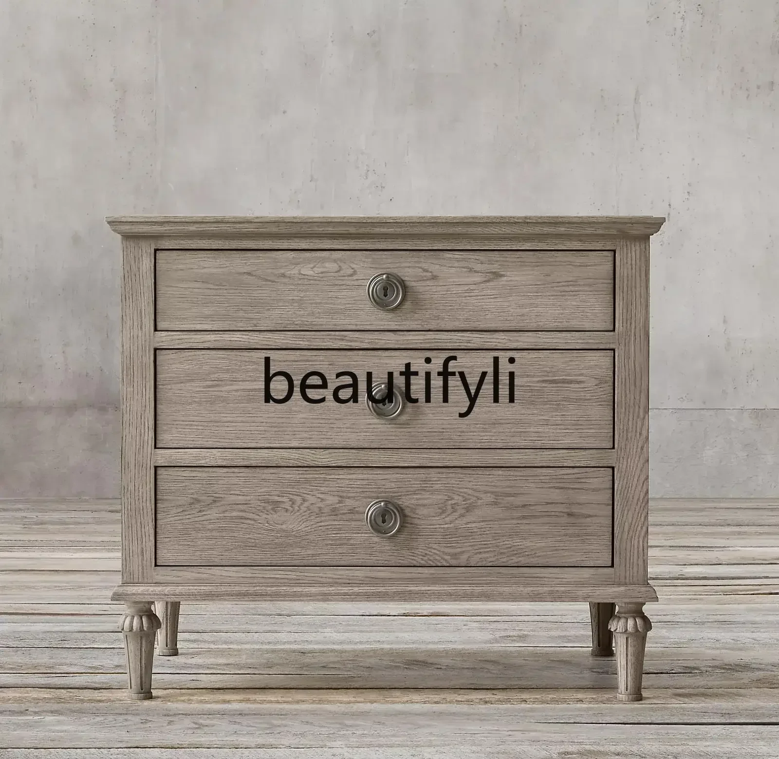 A32 American French rural retro solid wood bedside table American simple corner table