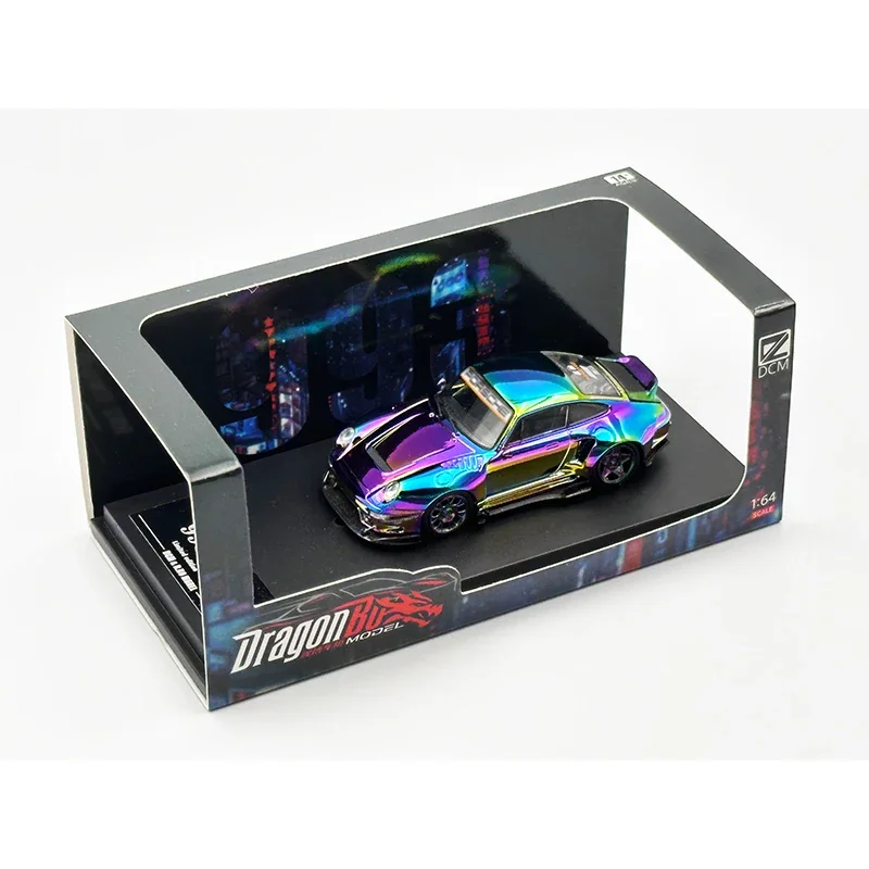 1:64 DCM RWB 993 Ducktail Chrome Modified Magnetic Detachable Hood Diecast Diorama Car Model