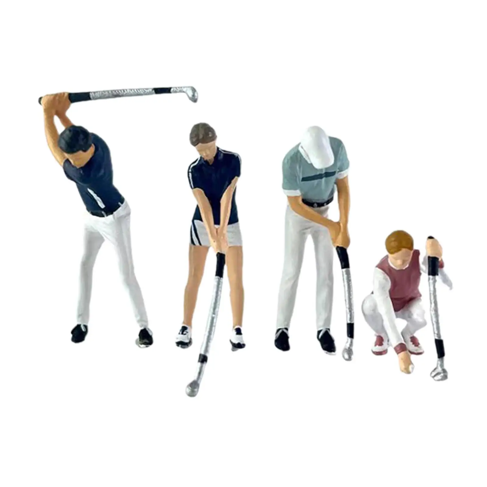 

4x 1/64 People Figures Crafts Train Park Street People Figures Miniature Diorama Golfer Figure for Scenery Landscape Accessories