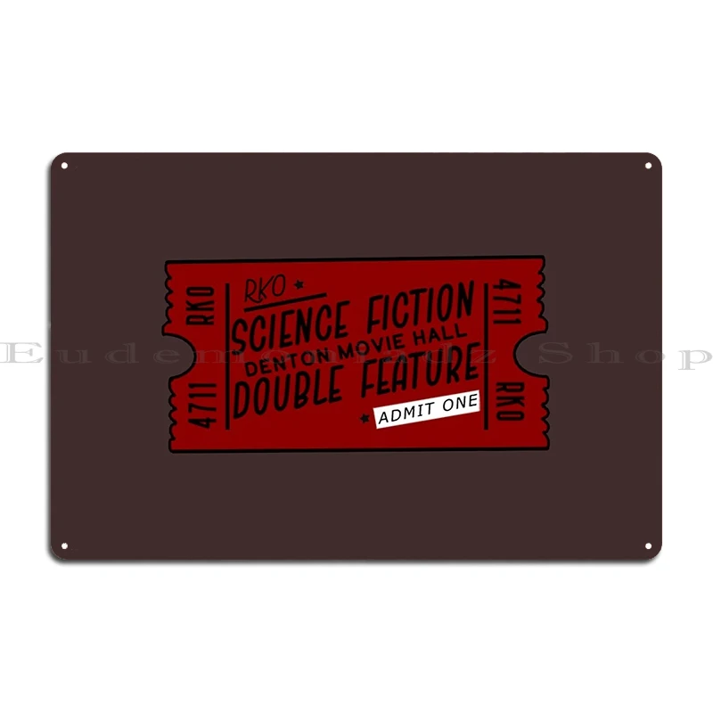 science fiction double feature ticket stub Metal Signs Wall Cave Mural Classic designer Kitchen Tin Sign Poster