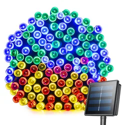 Solar Fairy Lights String Outdoor Waterproof RGB Upgraded Solar Panel Lamp Garland Christmas Home Decoration 2024 Party Garden