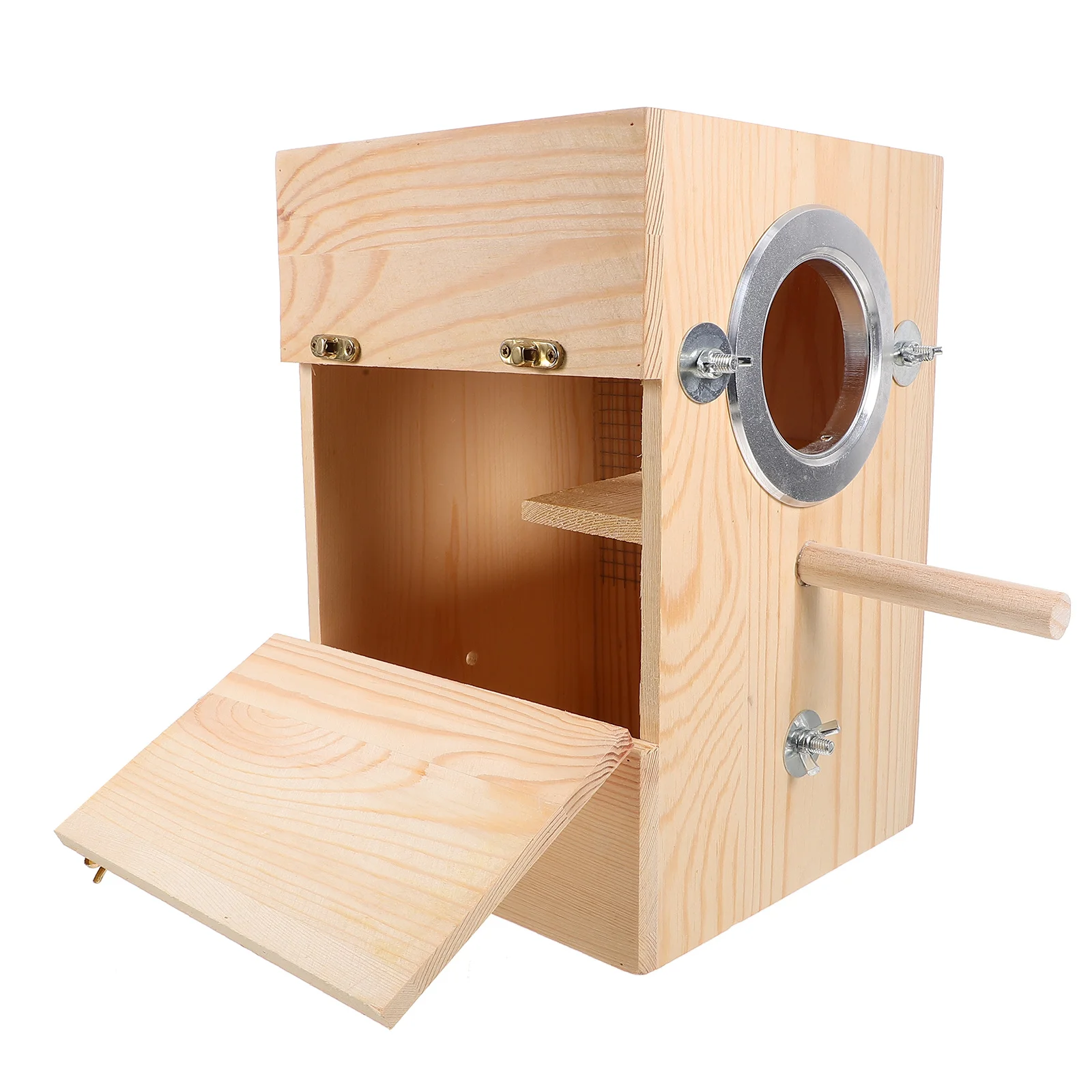 

Solid Wood Parrot Breeding Box Bird Nesting Shelter For Small Birds Indoor Outdoor Hanging Wooden Nest For Parakeet