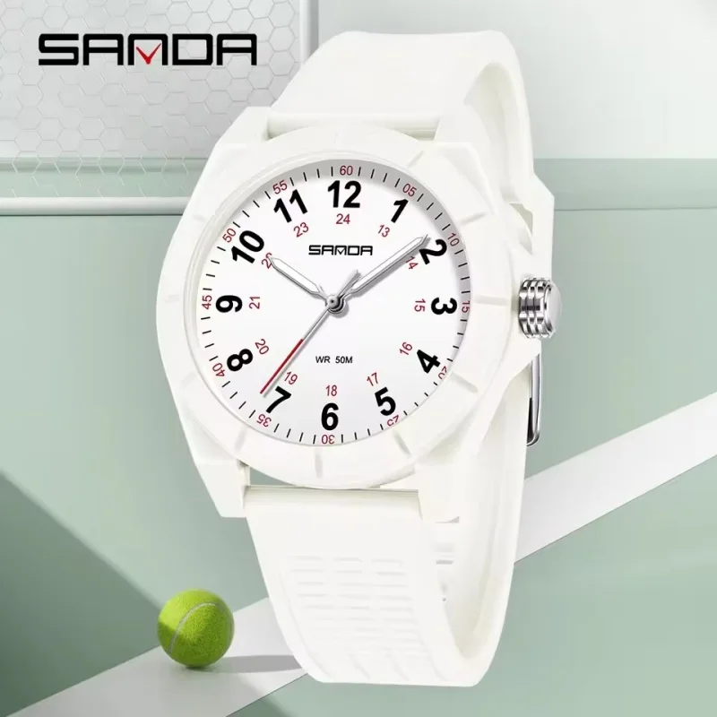 SANDA 6232 Top Brand Quartz Watch Children's Simple Waterproof Silicone Strap Night Light Boys and Girls Watch reloj niño
