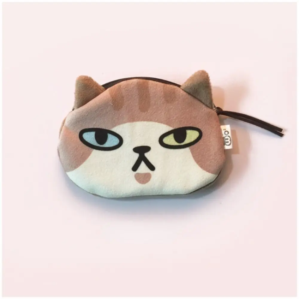 Portable Cat Expression Coin Purse Cute Pattern Cartoon Design Change Storage Bag Lipstick Cosmetic Bag Outdoor