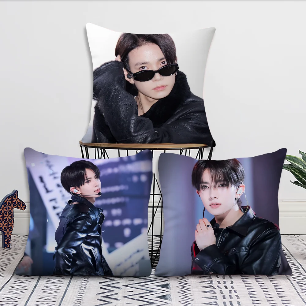 Singer Lee H-Heeseung Pillow Case Square Cushion Room Bedroom Headboard Sofa Living Backrest Cushion Nap Time