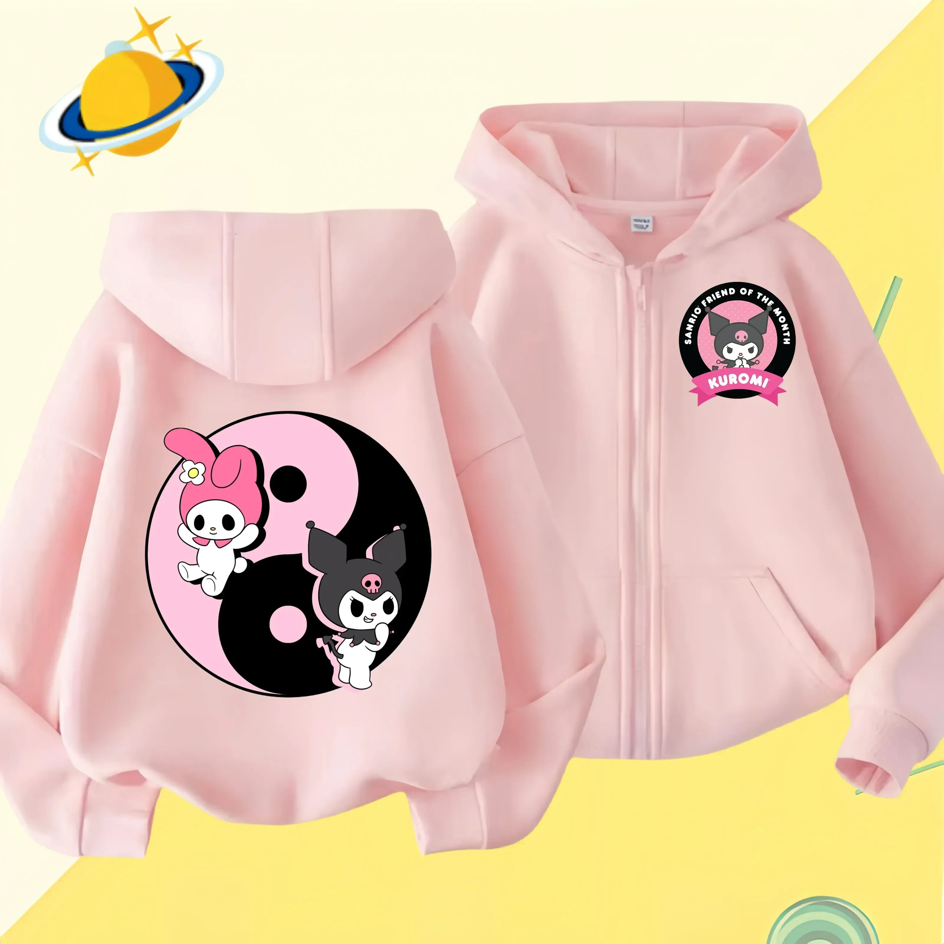 

Kuromi Zipper Hoodies Girls Cinnamoroll Family Sweatshirt Autumn And Winter Long Sleeve Kuromi Harajuku Pullovers Casual Hooded