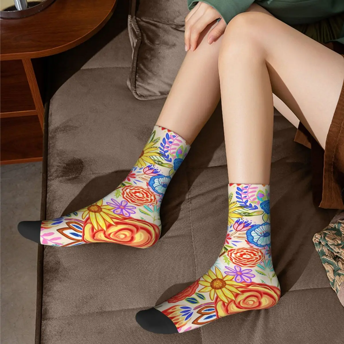 Summer Festive Floral Socks Harajuku High Quality Stockings All Season Long Socks Accessories for Unisex Gifts