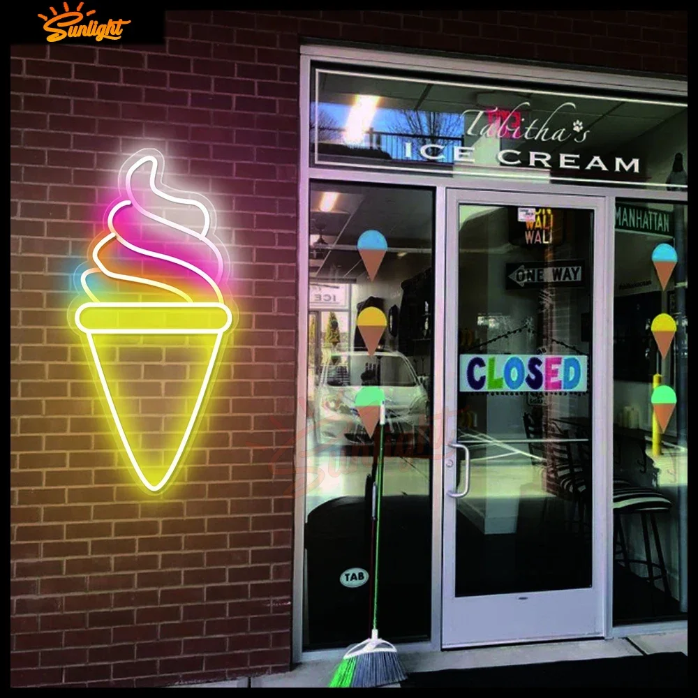 Ice Cream Neon Signs -Custom Coffee Shop Sign -Handmade Restaurant Led Light- Led Sign for Shop Wall Decor - Retro Ice Cream