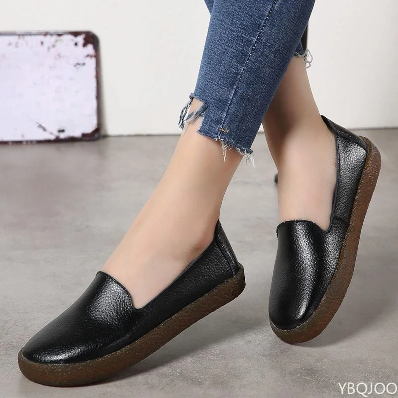 الربيع والخريف أزياء جديدة لينة سوليد عارضة مريحة المرأة حذا فردي للسيدات المشي في الهواء الطلق المرأة حذاء مسطح حجم كبير #4