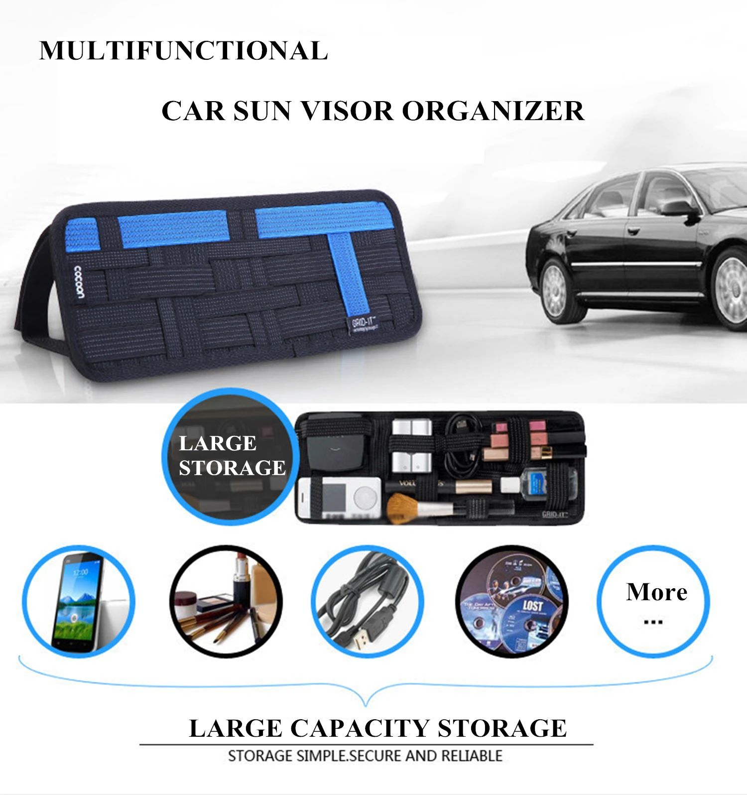 Car Sun Visor Organizer Pouch Case Storage Bag Sunshade Holder for Jeep Wrangler TJ JK JL Gladiator JT 1997-2023 Accessories view 2