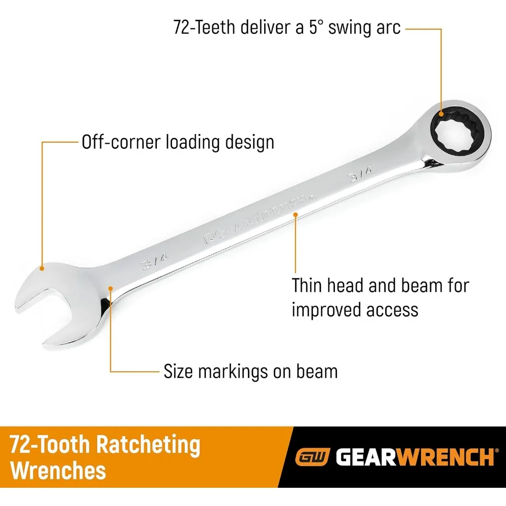 GEARWRENCH Juego de llaves de trinquete métricas de 16 piezas con bandeja de almacenamiento