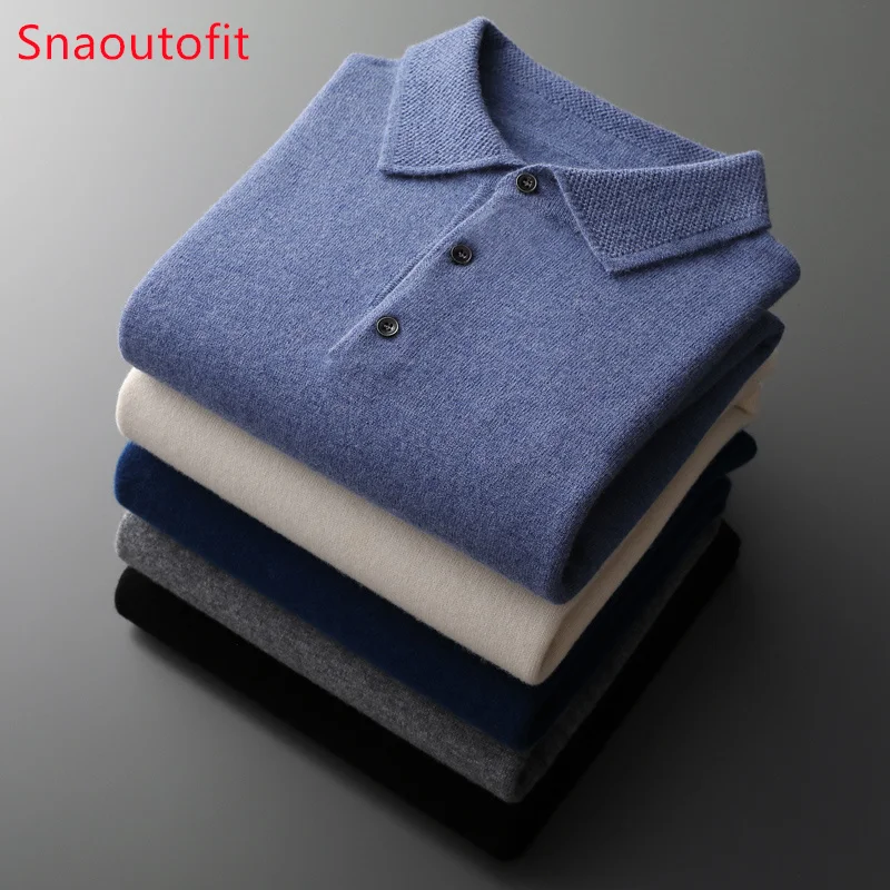 Men\'s Sweater Spring and Autumn Wool Knitted Pullover POLO Half-Open Collar Long-Sleeved Fashion Casual Top Quality Men\'s Wear