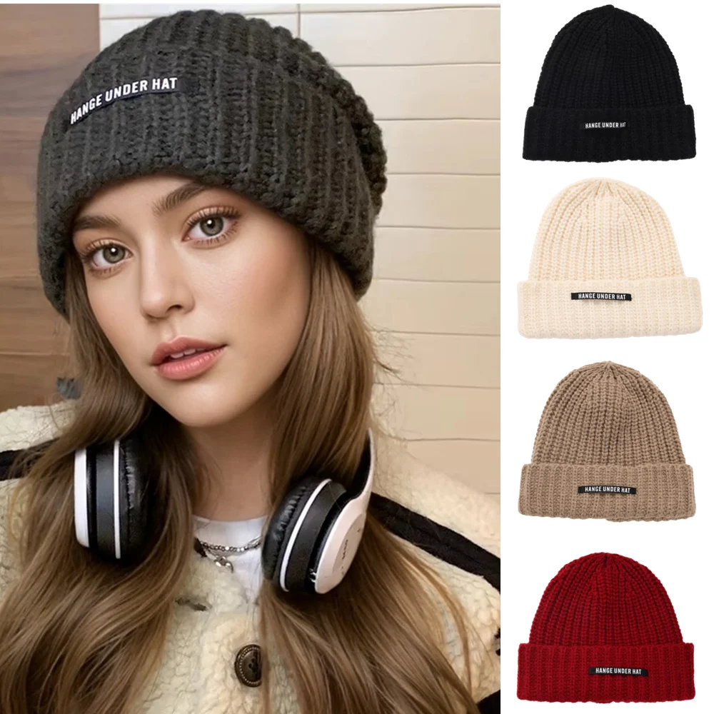 Neue Stil Slouchy Beanie Hüte Winter Warme Mütze Y2K Kappe Mützen Für Frauen Einfarbig Winter Kappe Gestrickte Mädchen Hüte Geschenk
