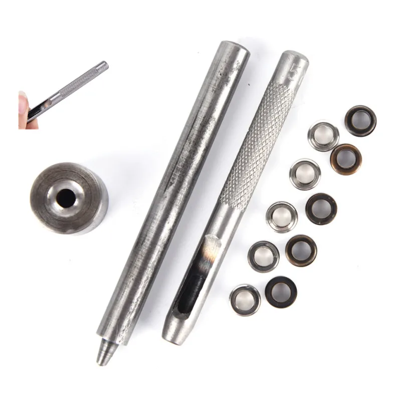 100% Brand New And High Quality 1pc Eyelet Tool Set Grommet Kit +100 Eyelets For Diy Kydex Sheath Huning Parts