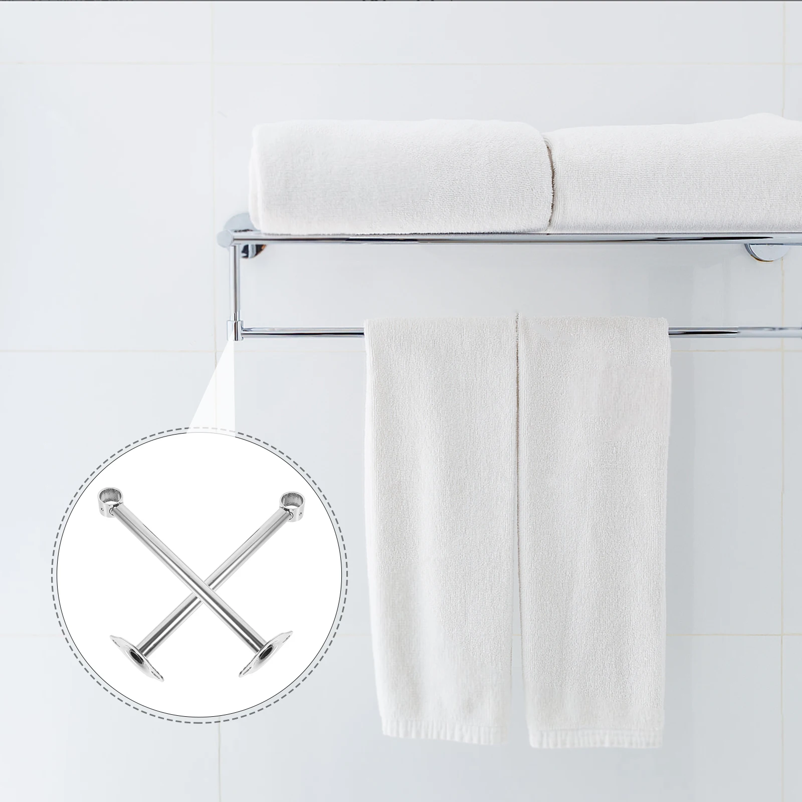 

2 Pcs Curtain Rod Silver Thickened Suspension Seat Curtains Rods Adjustable Closet Hanging Wardrobe