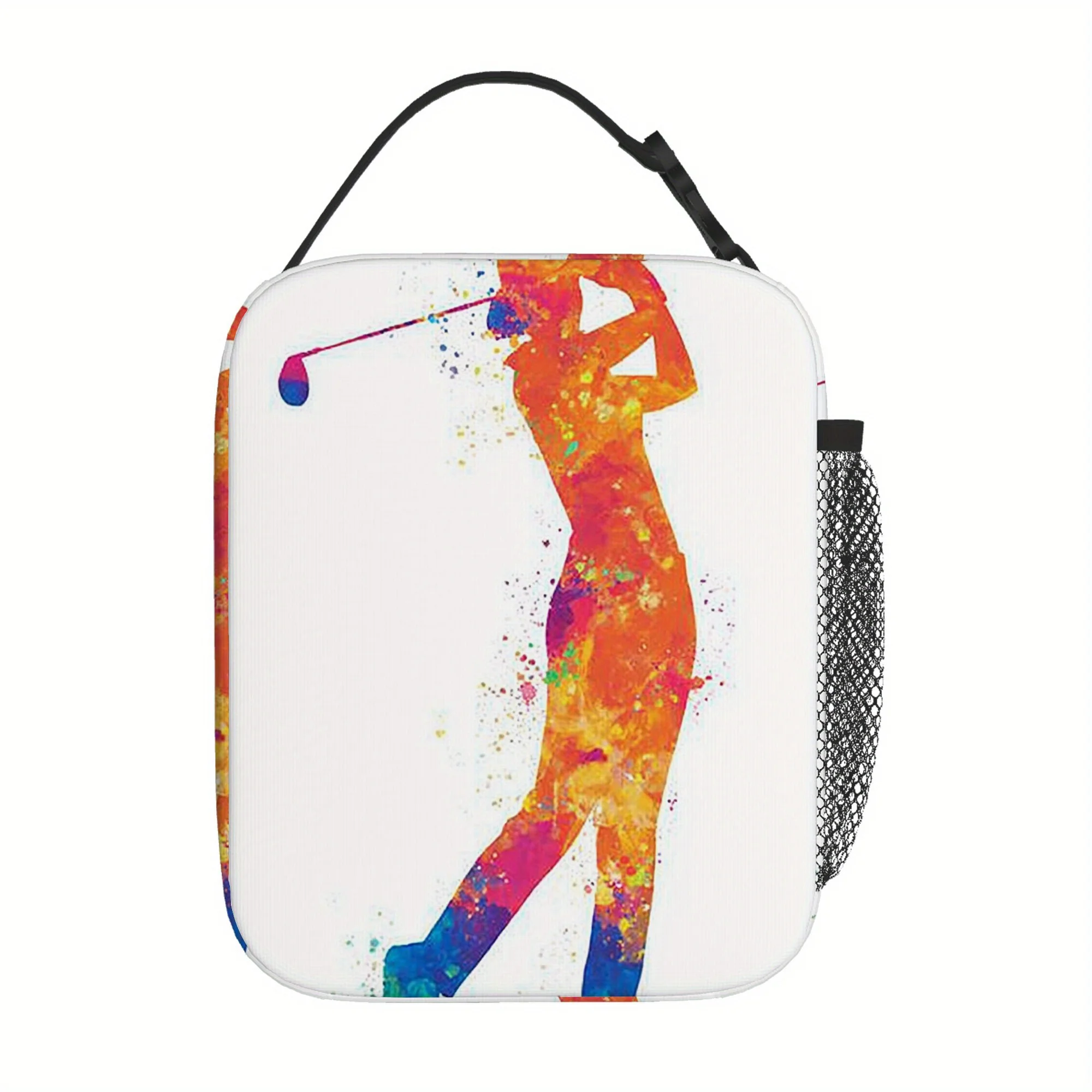 1pc, Colorful Golfer Silhouette in Action. Printed Thermal Bag, Insulation Bag, Insulated Bag. Not for Food Contact. Suitable fo