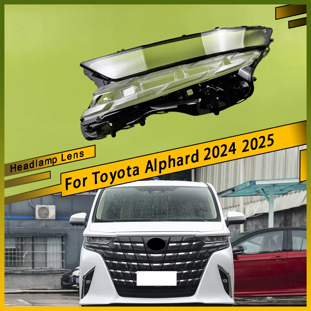 

For Toyota Alphard 2024 2025 Car Front Headlight Cover Clear Light Glass Shell Head Mask Headlamp Transparent Lampshade Cover