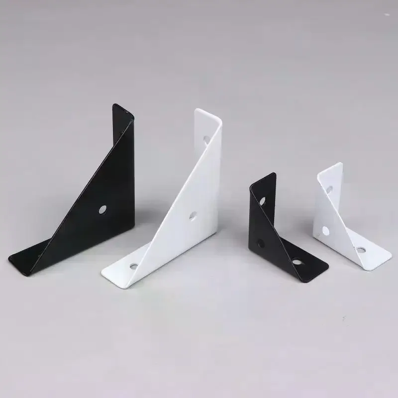 Right Triangle Corner Supports White Black Wooden Furniture Corner Connector Fasteners Suitable For Beds Cabinets