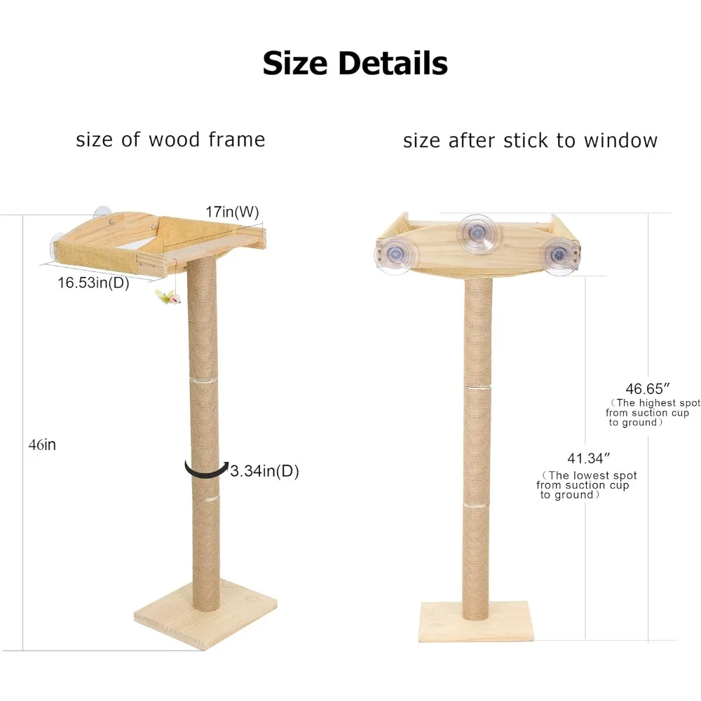 Cat Window Perch with Tall Scratching Posts, Inside 46