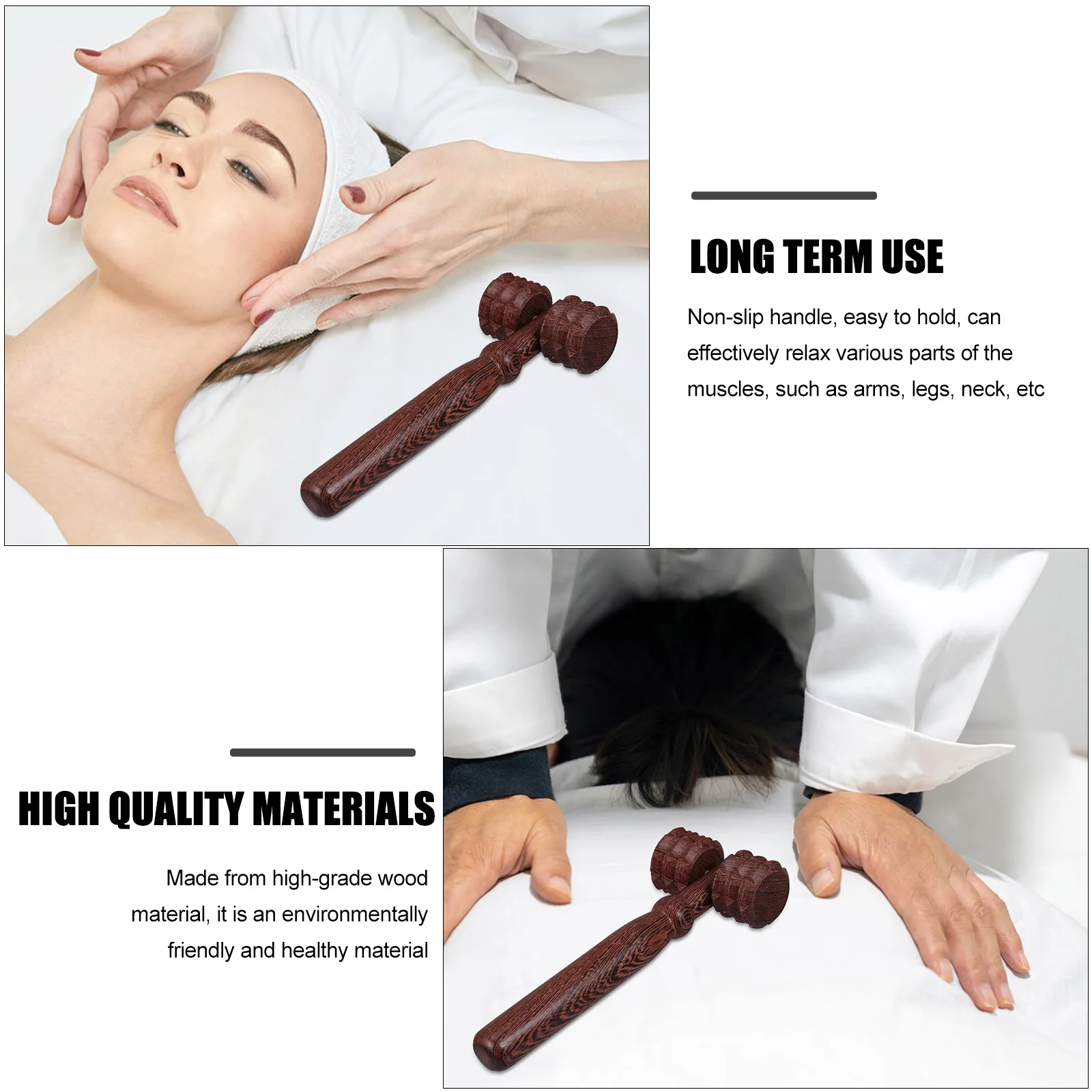 

1Pcs Wood Muscle Roller Massager with Ergonomic Handle for Spine Stretching Back Pain Relief and Physical Recovery Daily Use