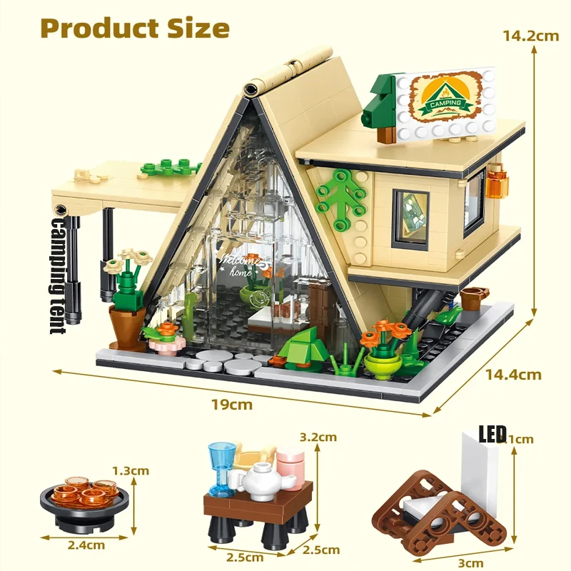 Outdoor Camping Tent Building Blocks Mini City Street Micro Block Creative Architecture Bricks Coffee Shop Boy Girls Gifts Kids