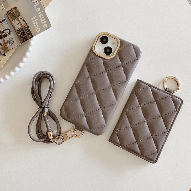 Leather Phone Case CardHolder Wallet for iPhone16 15 14Promax 12 11 Pro Max Crossbody Lanyard Shockproof Protective Case