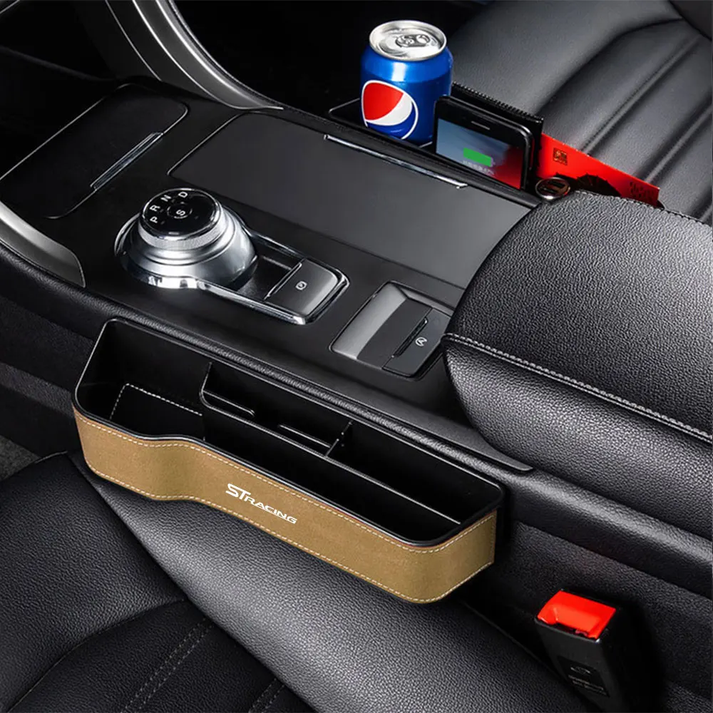 2PCS Car Seat Crevice Storage Box Leather Gap Slit Filler Organizers For Ford Focus MK2 Fiesta Mondeo Galaxy Falcon Territory ST