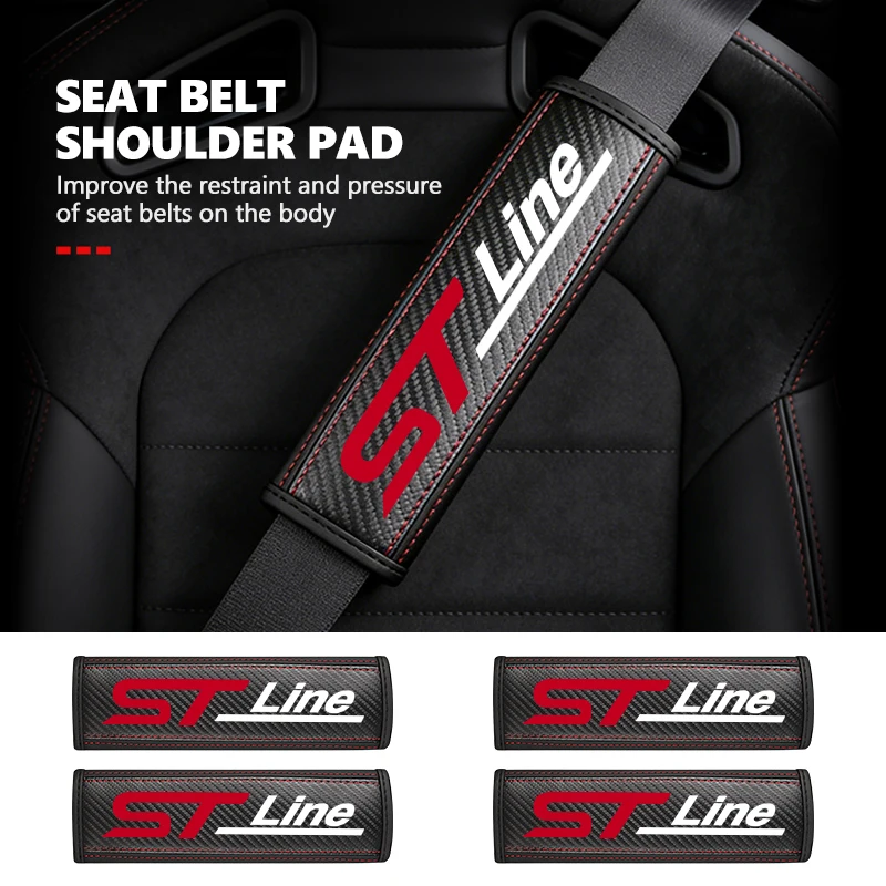Racing Carbon Fiber Seatbelt Pad Cover Performance Interior Accessories for Kuga Puma Bronco Explorer Ranger Edge Escape