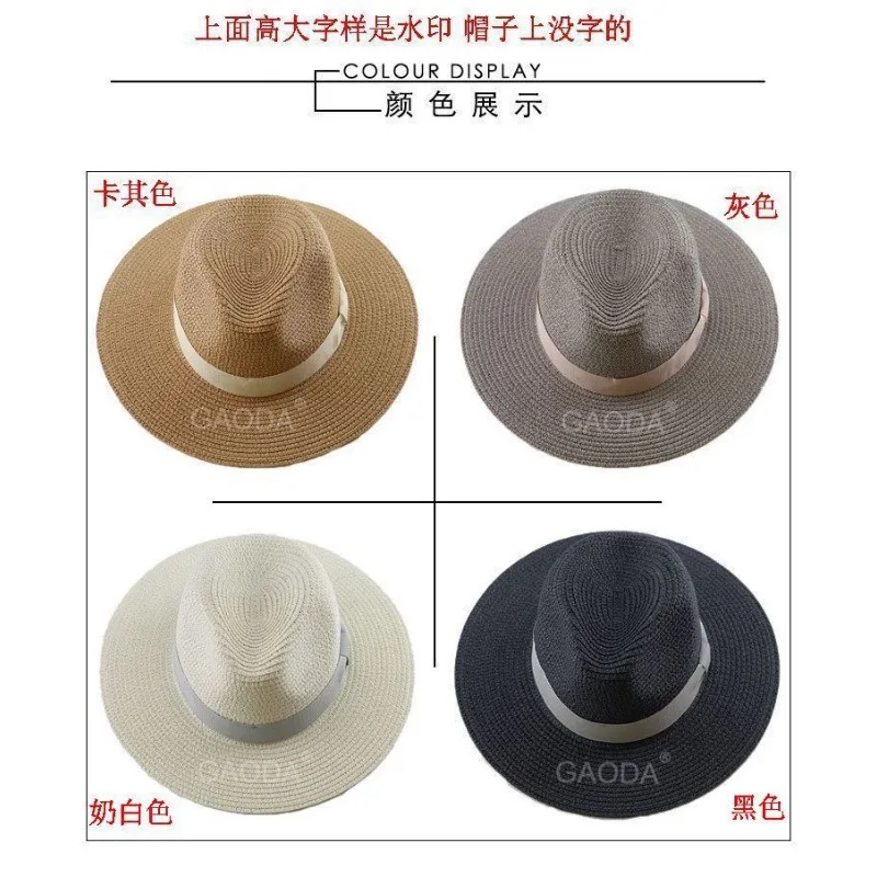 Unisex Summer Large Size Panama Straw Fedora Jazz Wide Brim Sun Hat