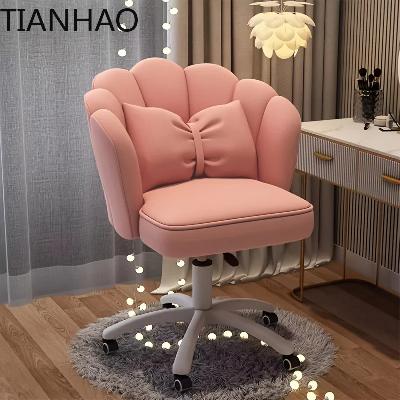Velvet Swivel Chair with Adjustable Height & Lumbar Pillow – Computer Chair for Home Office Study & Bedroom|Makeup Vanity Chair