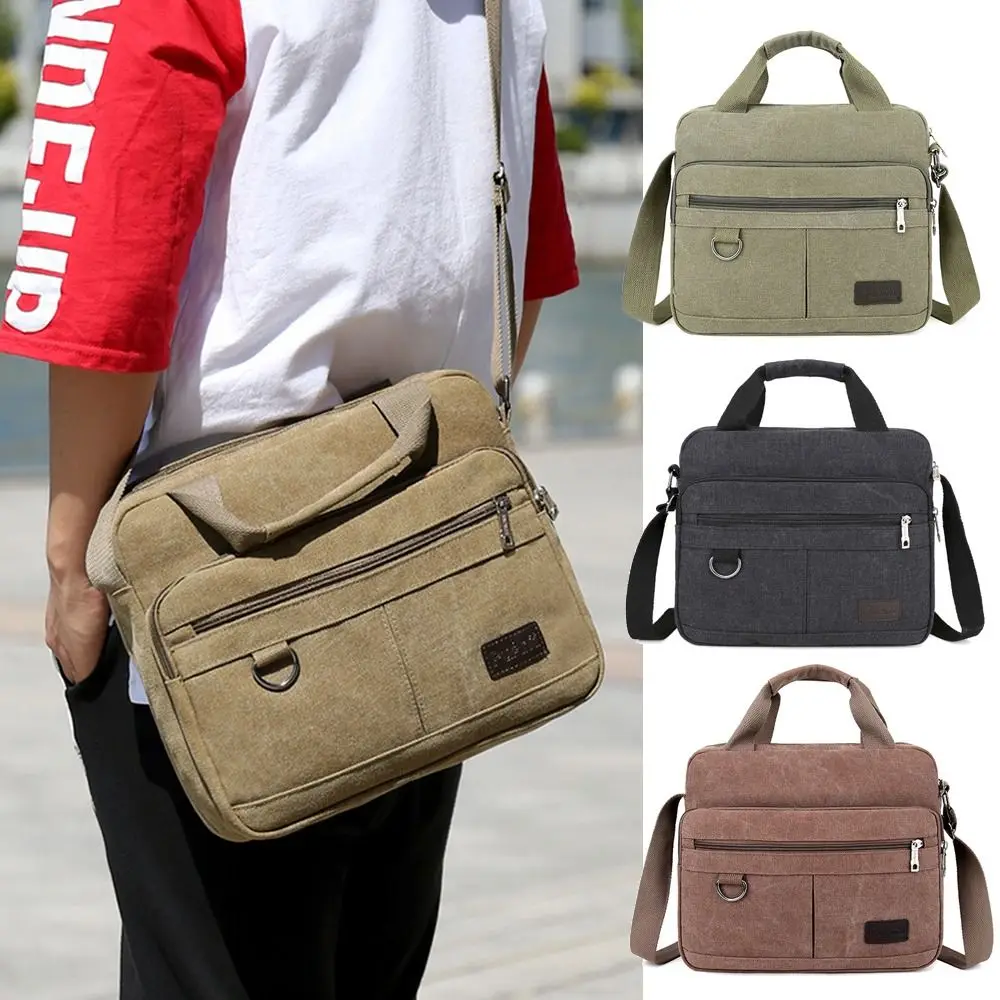 Multi-layer Messenger Bag Luxury Large Capacity Zipper Storage Pocket Square Shape Shoulder Bag Men