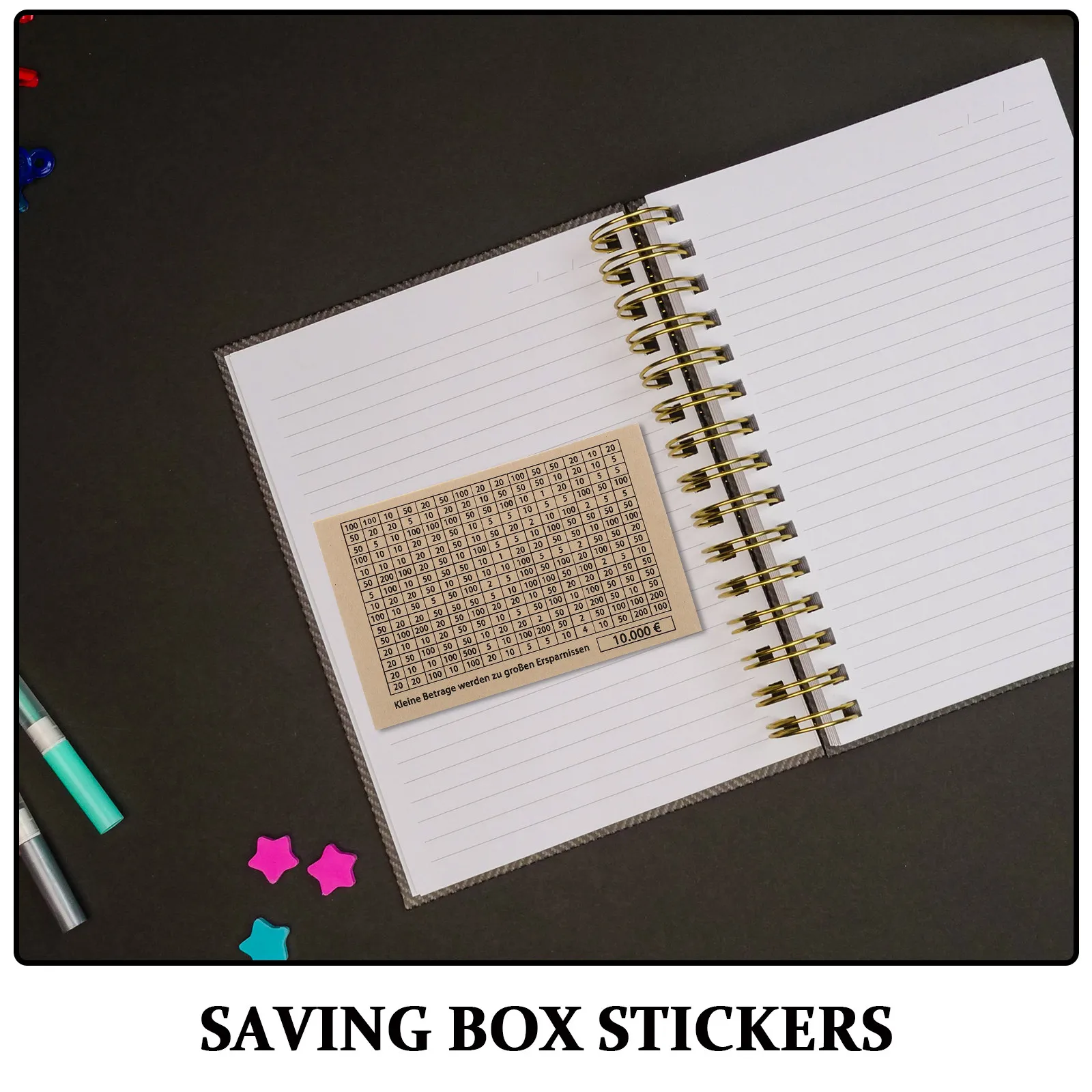 50Sheets Savings Box Stickers Money Saving Challenge Strategy Sheet Budgeting Tracker Charts Replaceable Saving Number Stickers