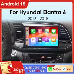 Android 15 Car Radio For Hyundai Elantra 6 2015 2016 2017 2018 Qualcomm Multimidia Video Player GPS Navigaion Split Screen DPS
