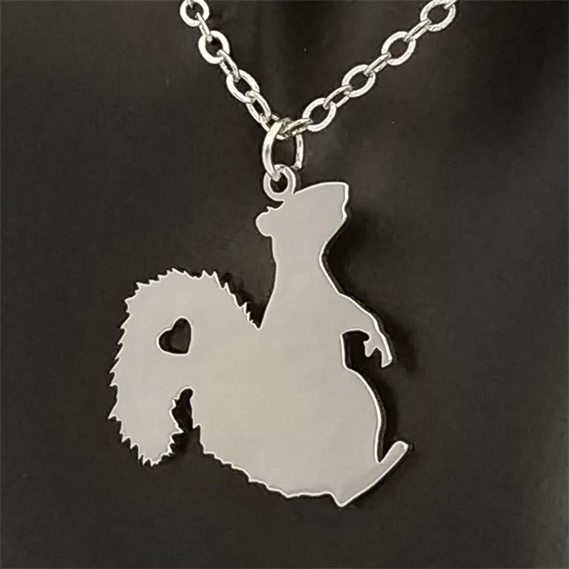 Stainless Steel Squirrel Necklace Golden Love Animal Pendant Necklace Men and women Jewelry Valentine's Day Gift