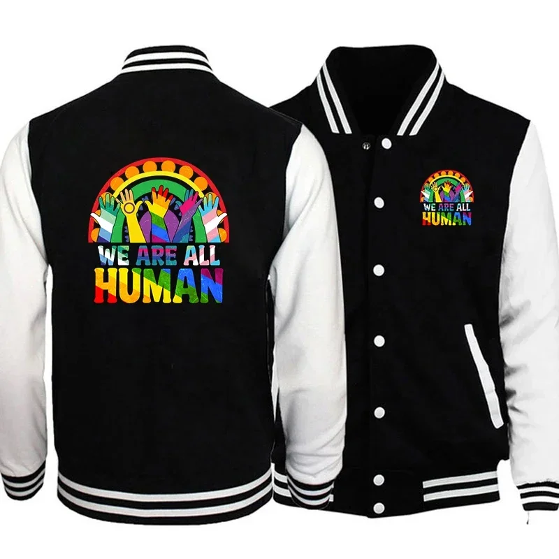 Wir sind alle Menschen lgbt Jacken Frauen Bomber Jacken Mode Baseball Uniform Overs ize Mäntel Langarm Damen bekleidung