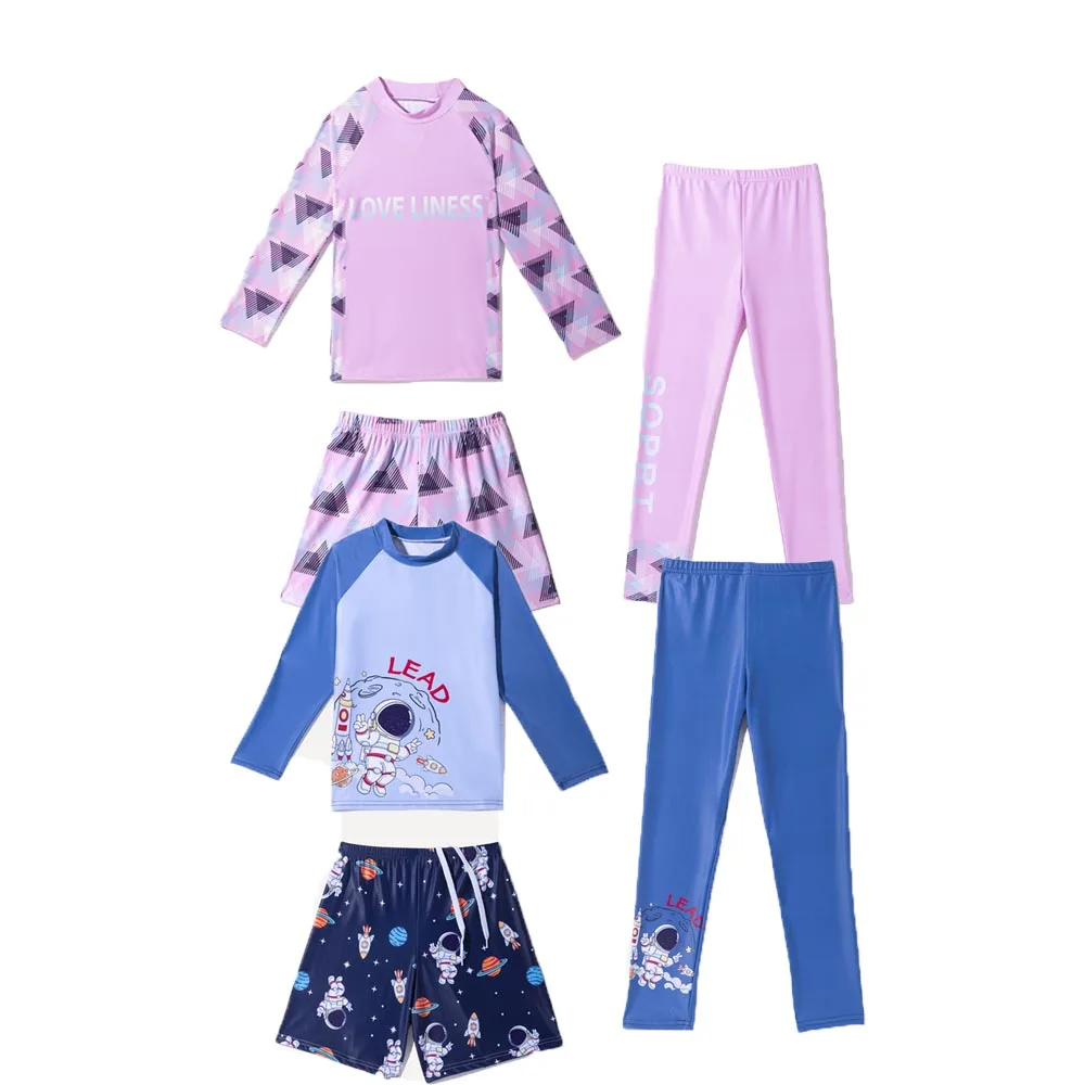 3-teiliger Badeanzug für Jungen und Mädchen, atmungsaktiv, schnell trocknend, für Schwimmen, Strand, Sport, für Kinder, coole Wasser-Badebekleidung, Größe 110–150