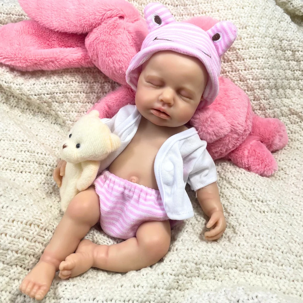 2가지 옵션 미니 33CM 풀 솔리드 실리콘 리본 베이비돌 루루 여자아이 또는 남자아이 세척 가능한 실리콘 소프트 바디 생일 크리스마스 선물