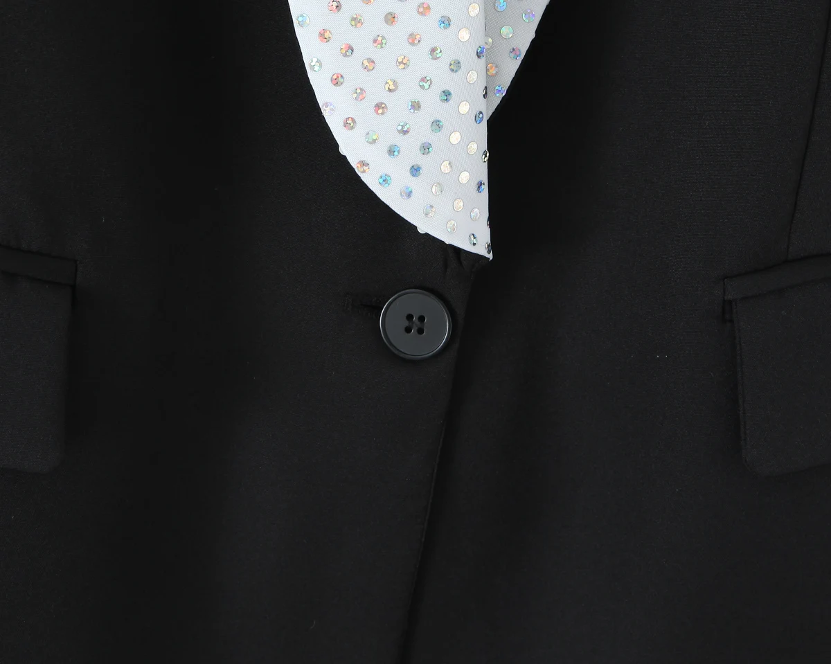 KONDALA Eleganter Damen-Dinner-Blazer mit Pailletten-Dekoration, weißer Ausschnitt, Blazer 2025, Frühling, Herbst, Mode, Dating, formeller Damen-Blazer