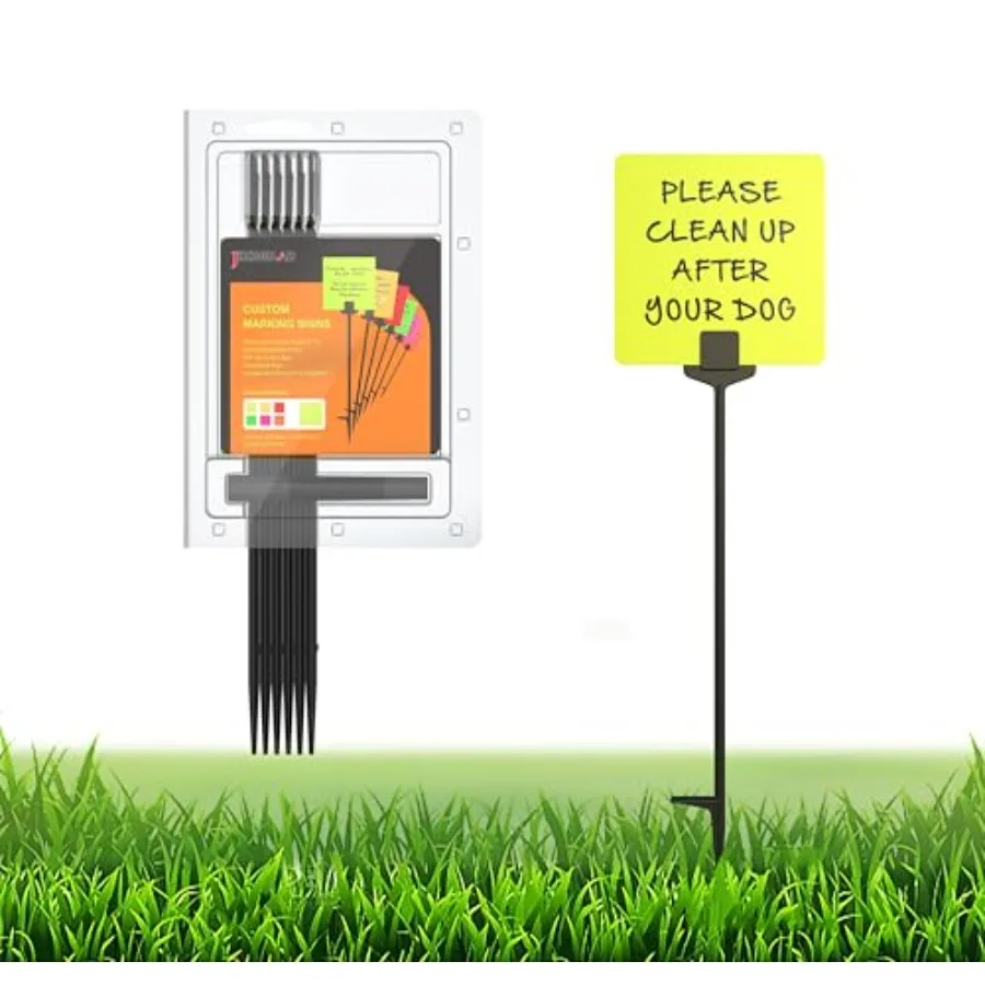 

Blank Lawn Treatment Application Stakes and Generic Signs, 16 mil Yellow Paperboard DIY Kit - 12pcs 6"x6" Lawn Signs + 6 Pcs 16